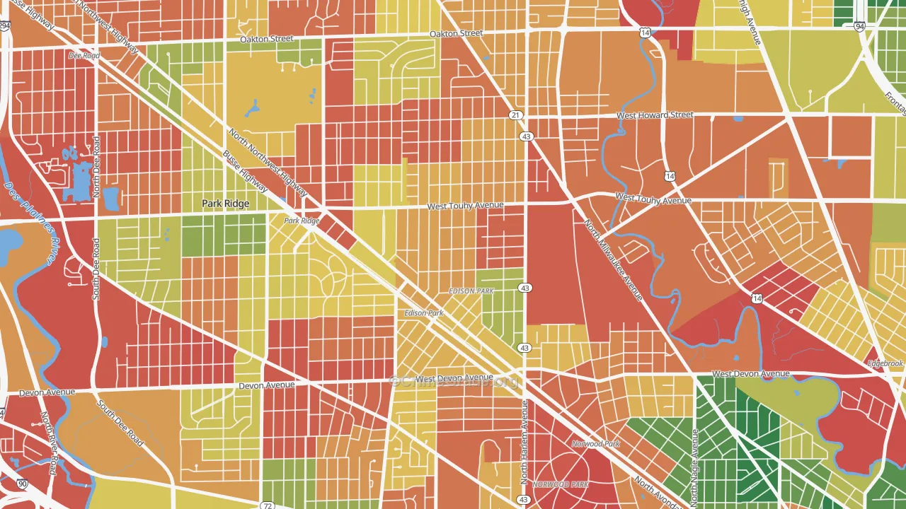Edison Park, Chicago, IL Map of Arson Rates