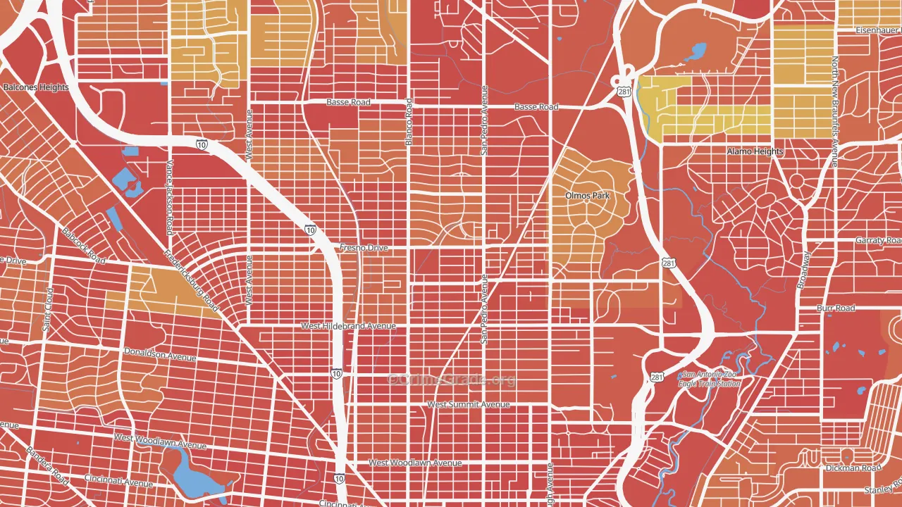 Edison, San Antonio, TX Map of Arson Rates