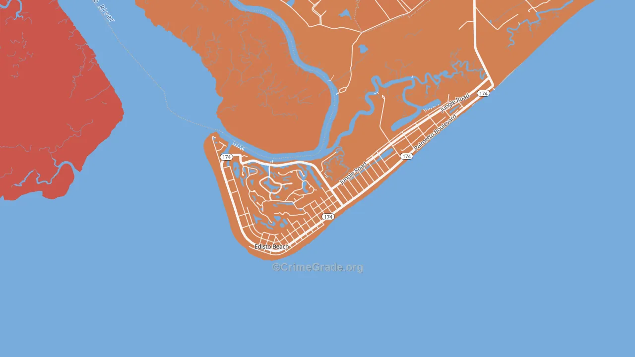 Edisto Beach, SC Map of Arson Rates