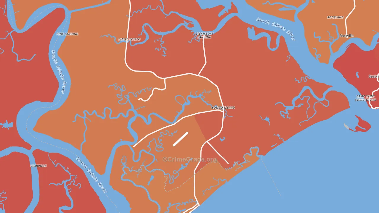 Edisto Island, SC Map of Arson Rates