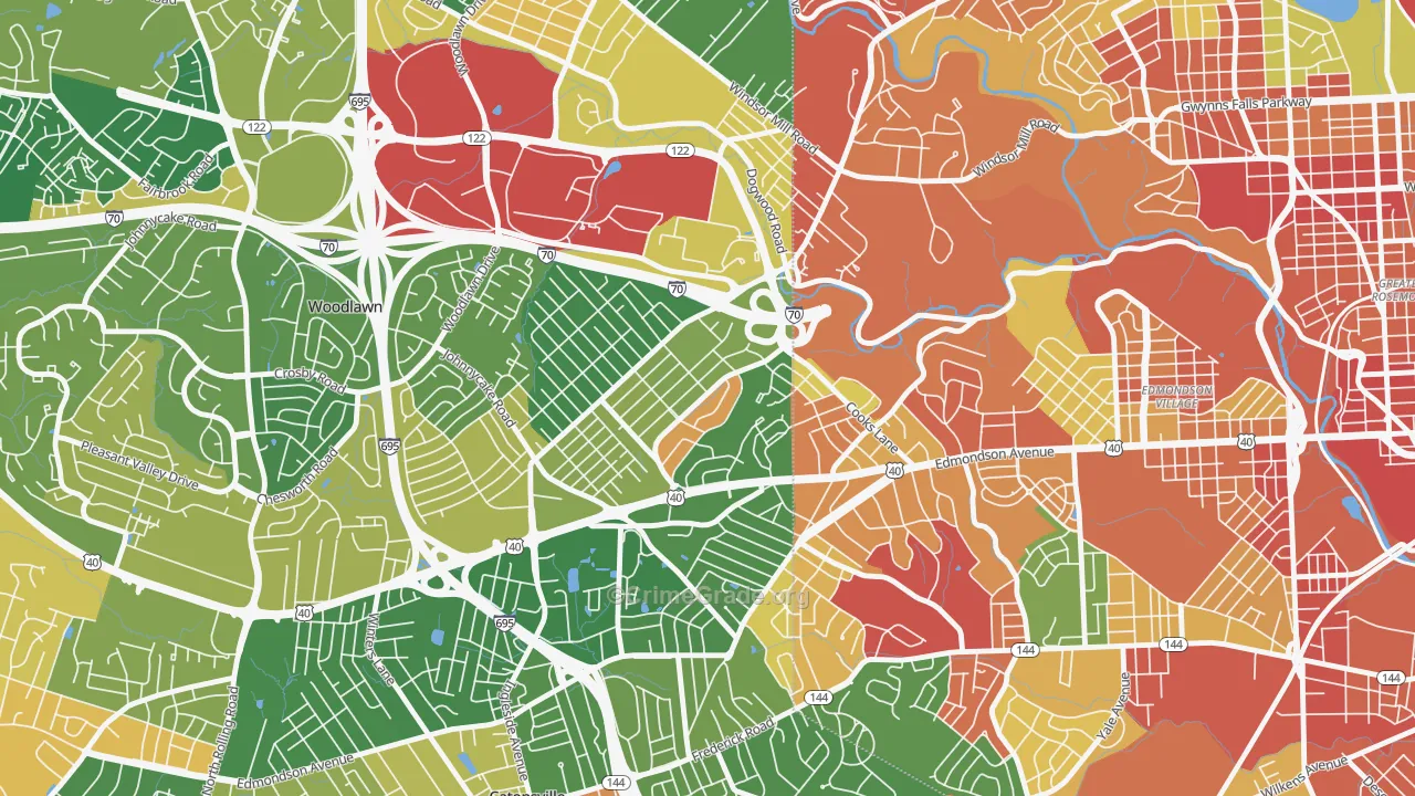 Edmondson Heights, Woodlawn, MD Map of Arson Rates