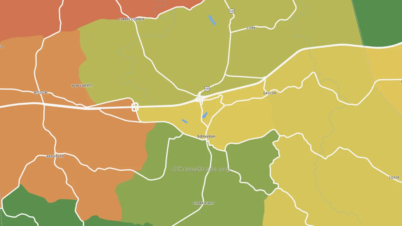 Edmonton, KY Map of Arson Rates