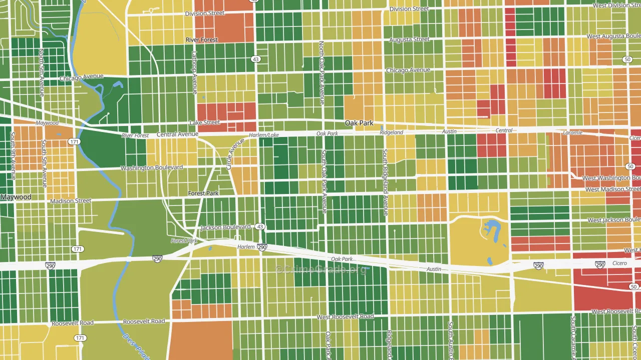 Edmund F Burton, Oak Park, IL Map of Arson Rates