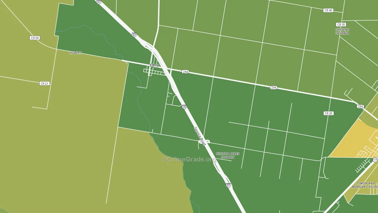Edroy, TX Map of Arson Rates