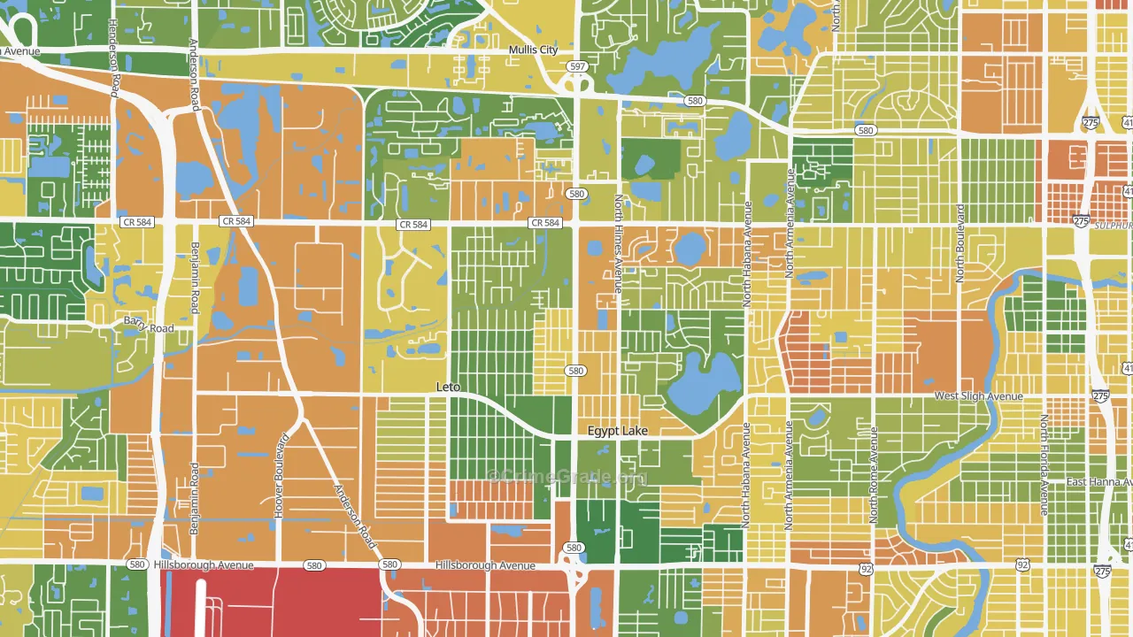 Egypt Lake-Leto, FL Map of Arson Rates