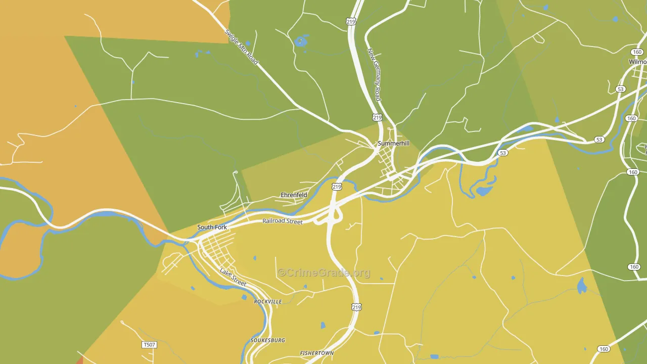 Ehrenfeld, PA Map of Arson Rates