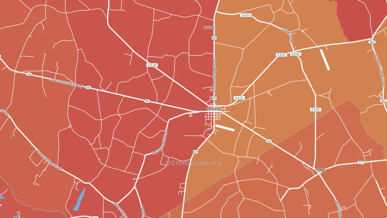 Ehrhardt, SC Map of Arson Rates
