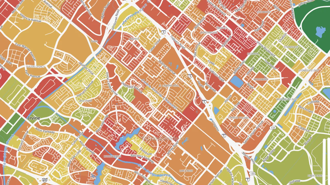 El Camino Real, Irvine, CA Map of Arson Rates