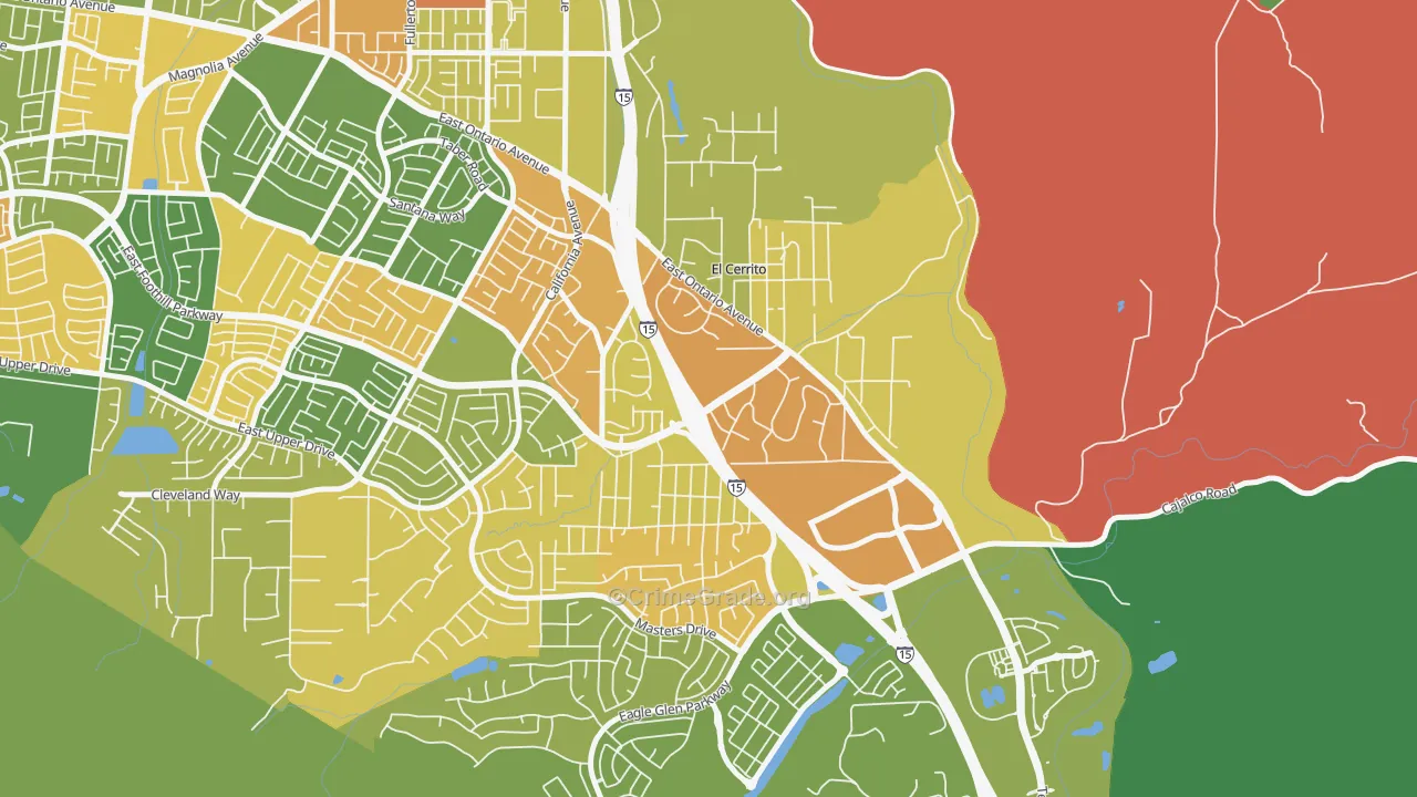 El Cerrito, Corona, CA Map of Arson Rates