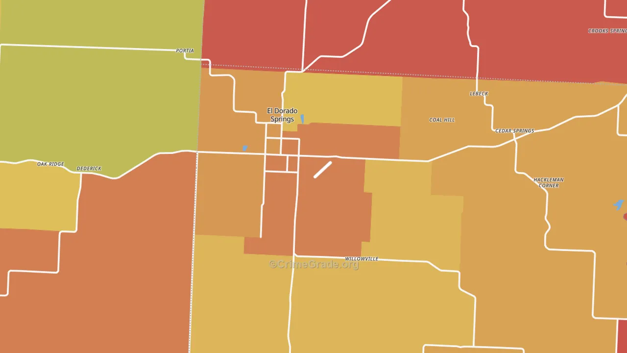 El Dorado Springs, MO Map of Arson Rates