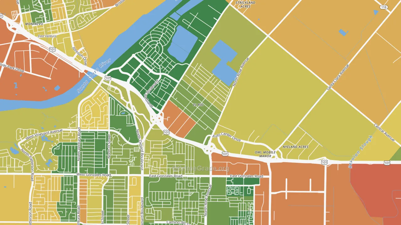 El Rio, Oxnard, CA Map of Arson Rates