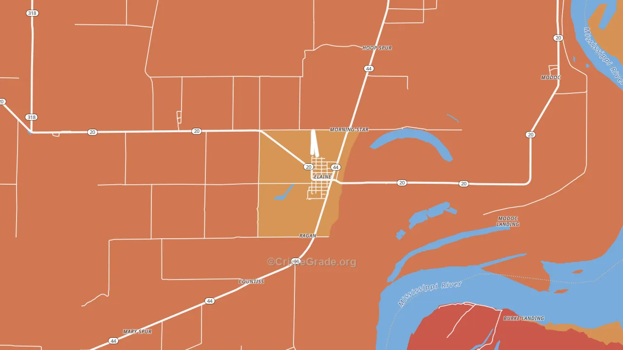 Elaine, AR Map of Arson Rates