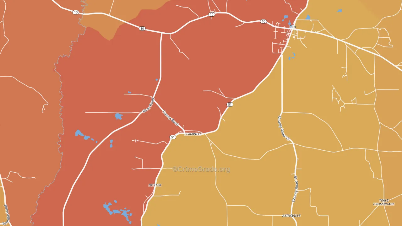 Elamville, AL Map of Arson Rates