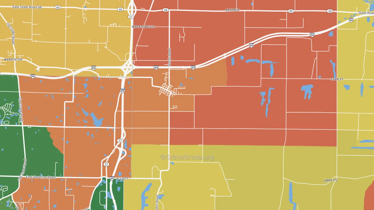 Elberfeld, IN Map of Arson Rates
