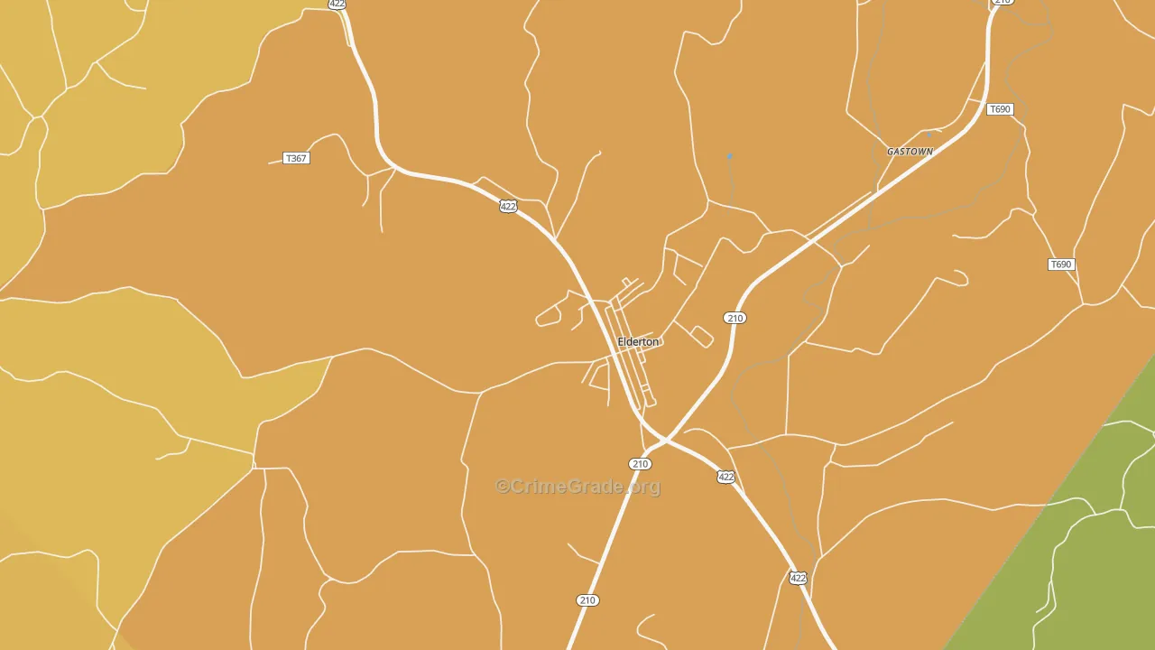 Elderton, PA Map of Arson Rates