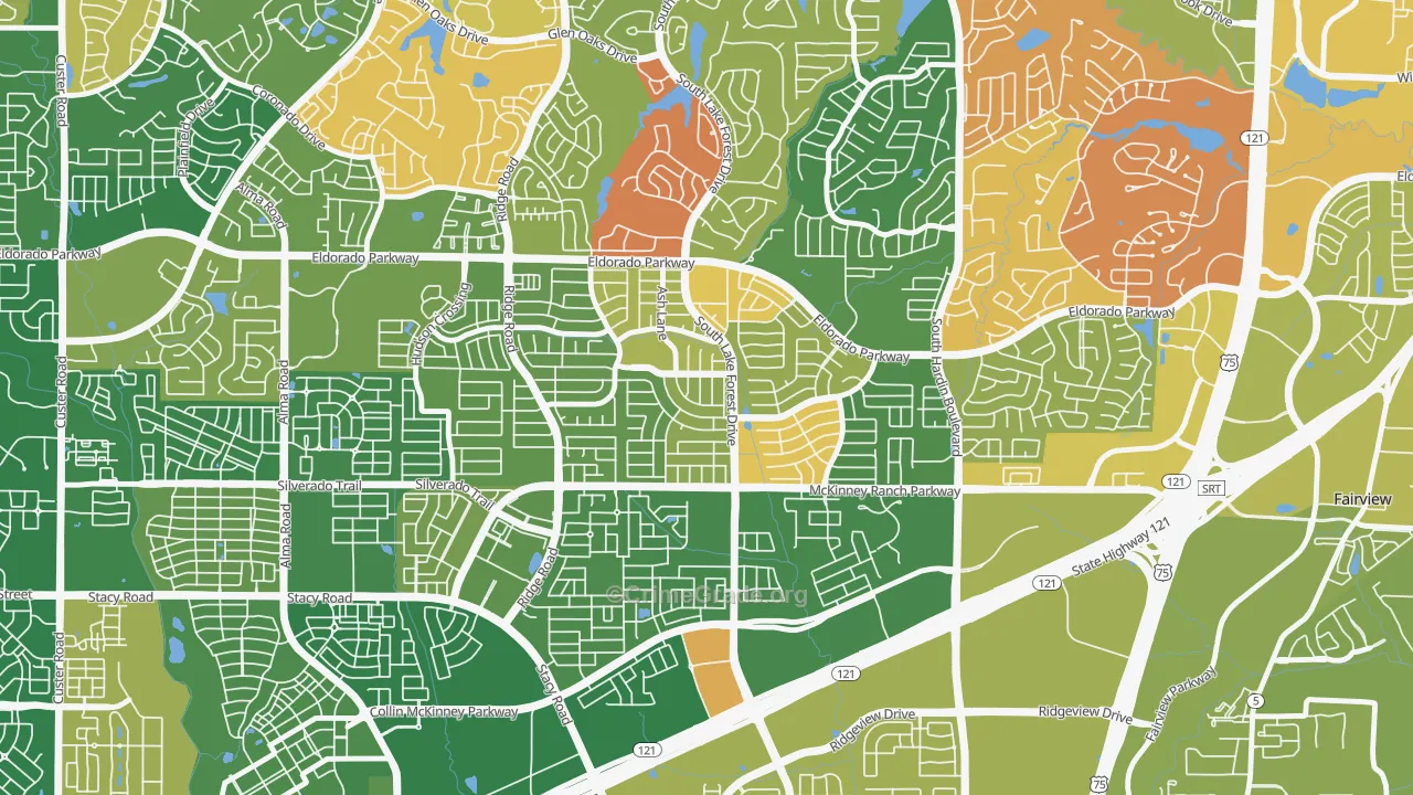 Eldorado Heights, McKinney, TX Map of Arson Rates