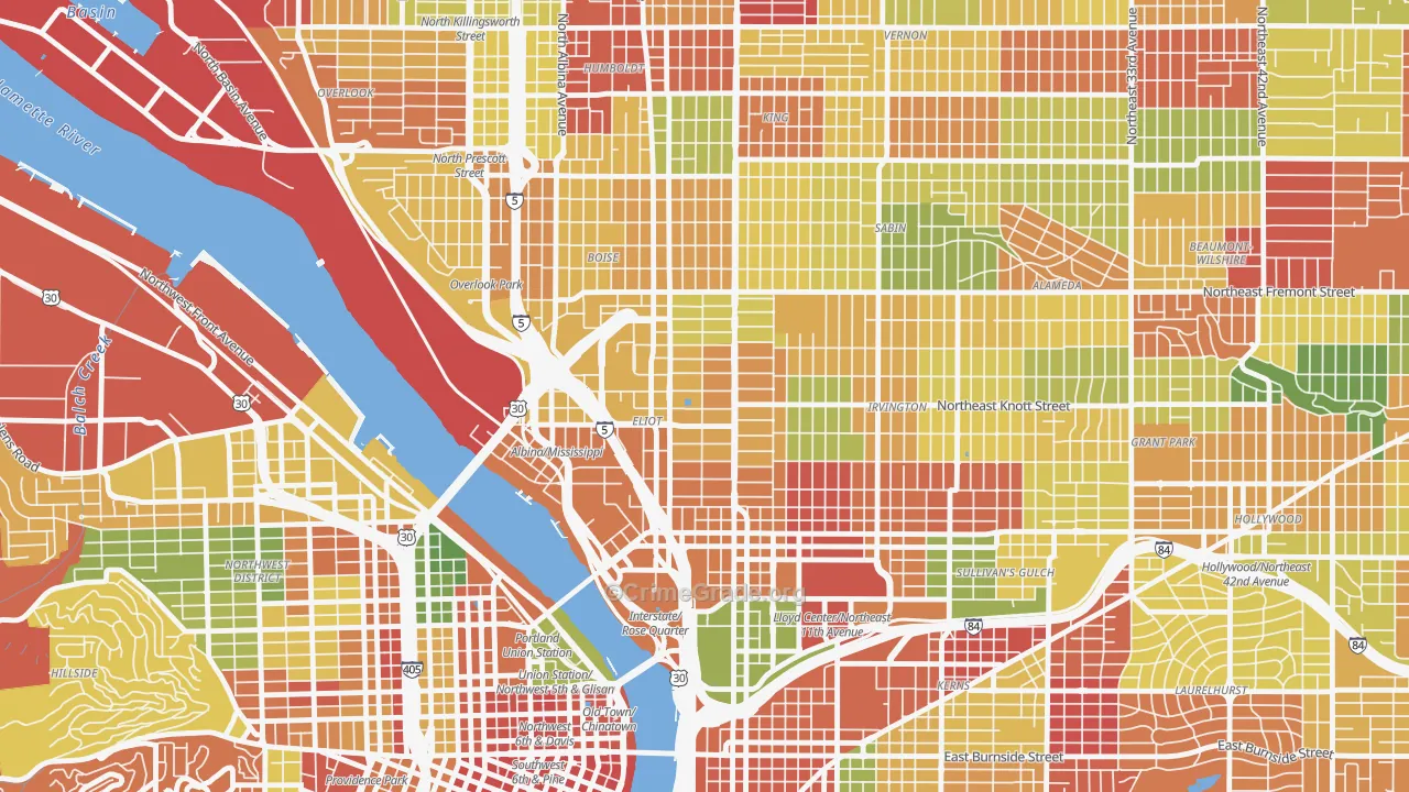 Eliot, Portland, OR Map of Arson Rates