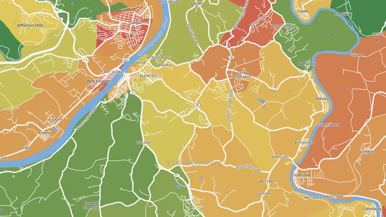 Elizabeth, PA Map of Arson Rates