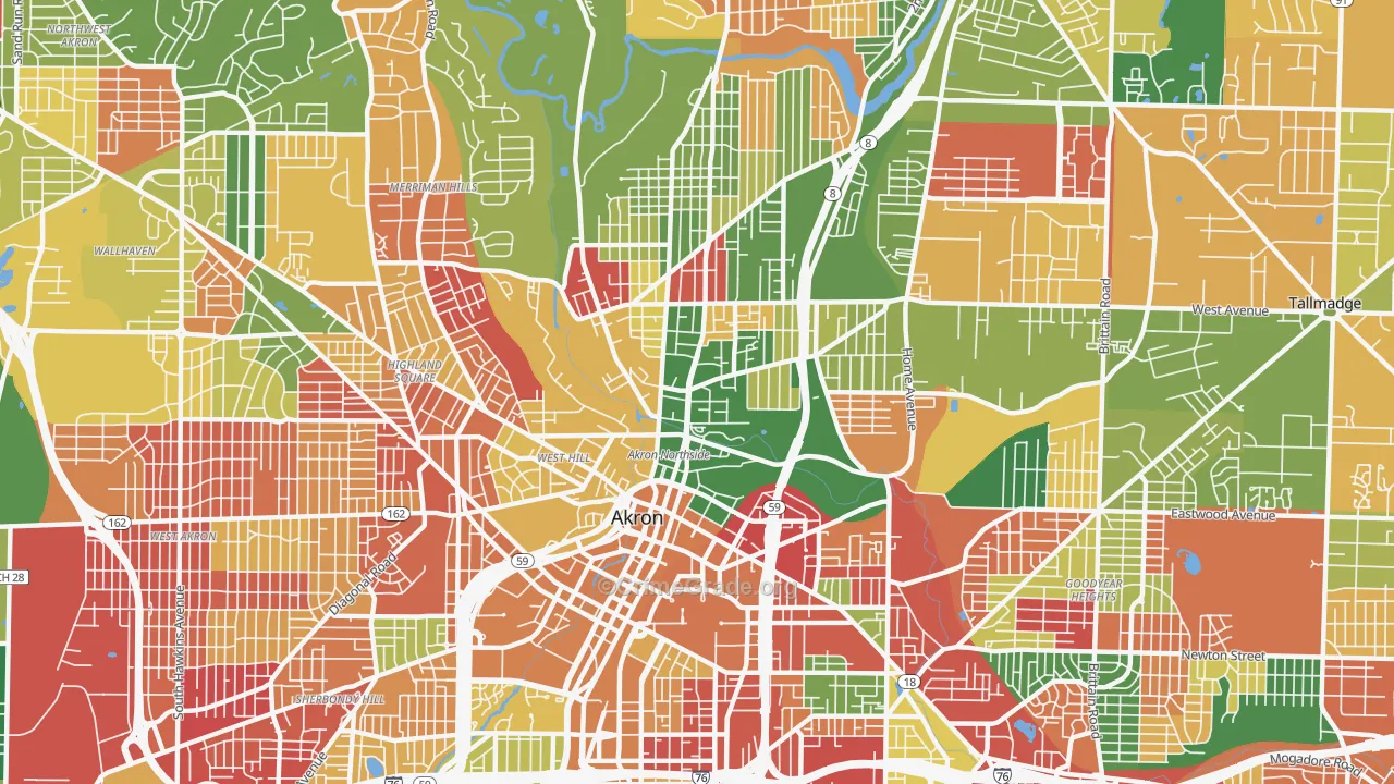 Elizabeth Park Valley, Akron, OH Map of Arson Rates