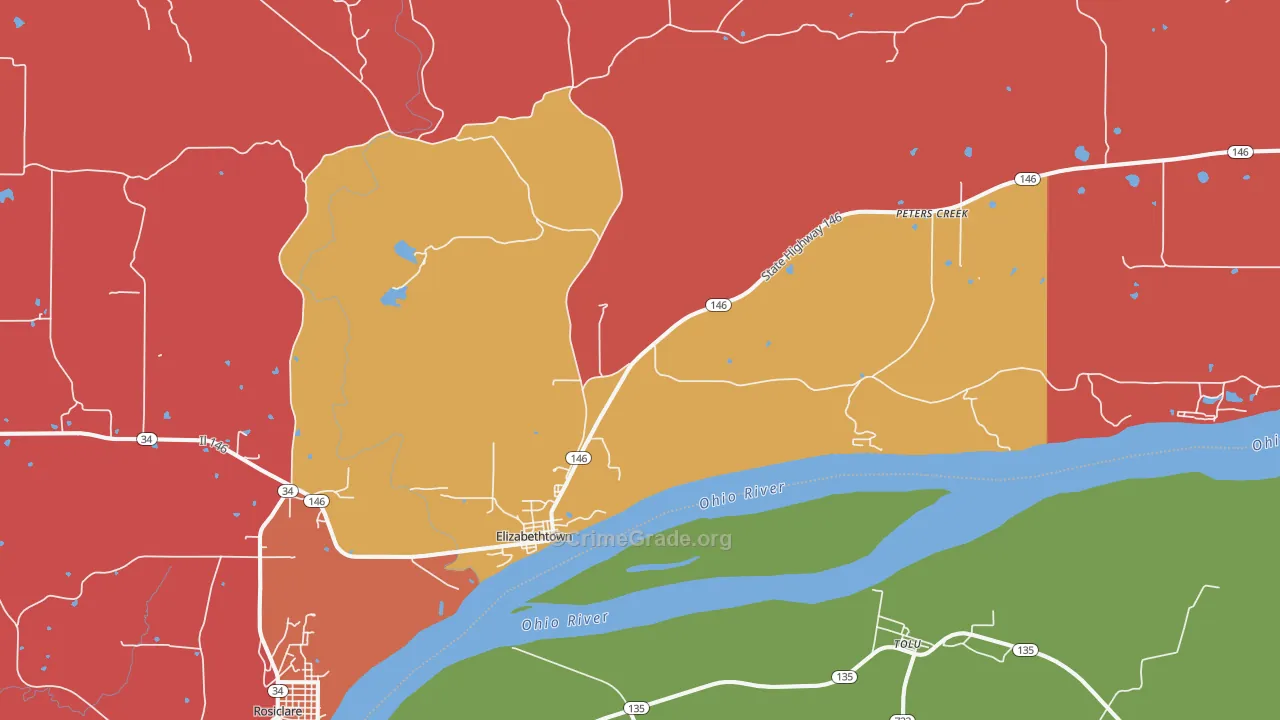 Elizabethtown, IL Map of Arson Rates