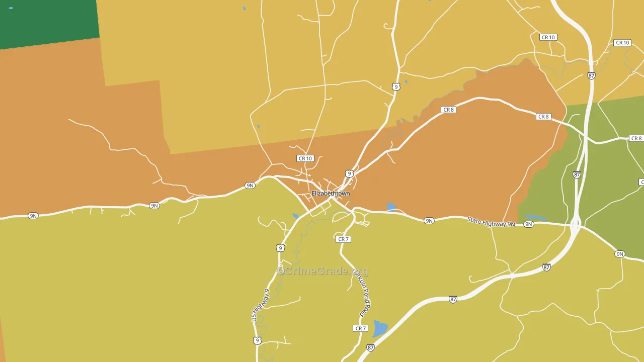 Elizabethtown, NY Map of Arson Rates