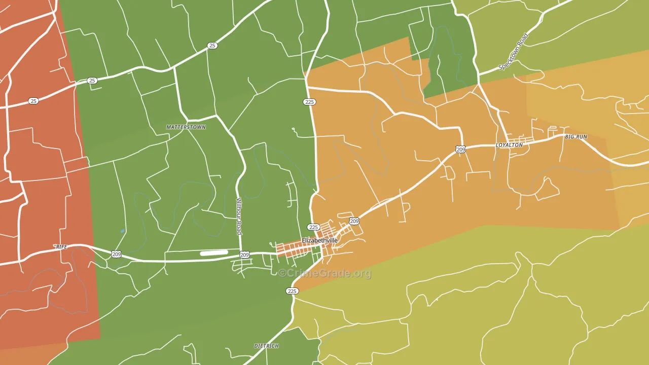 Elizabethville, PA Map of Arson Rates