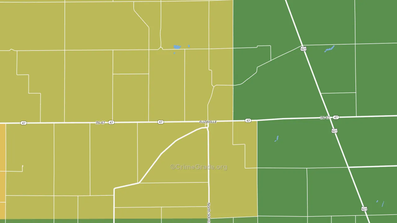 Elizaville, IN Map of Arson Rates