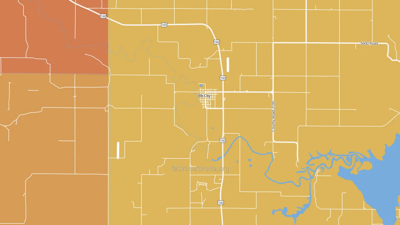 Elk City, KS Map of Arson Rates