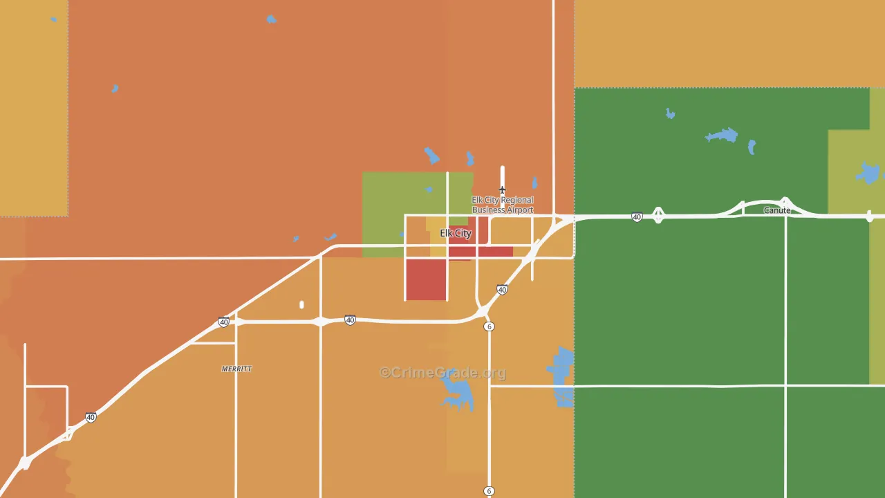 Elk City, OK Map of Arson Rates