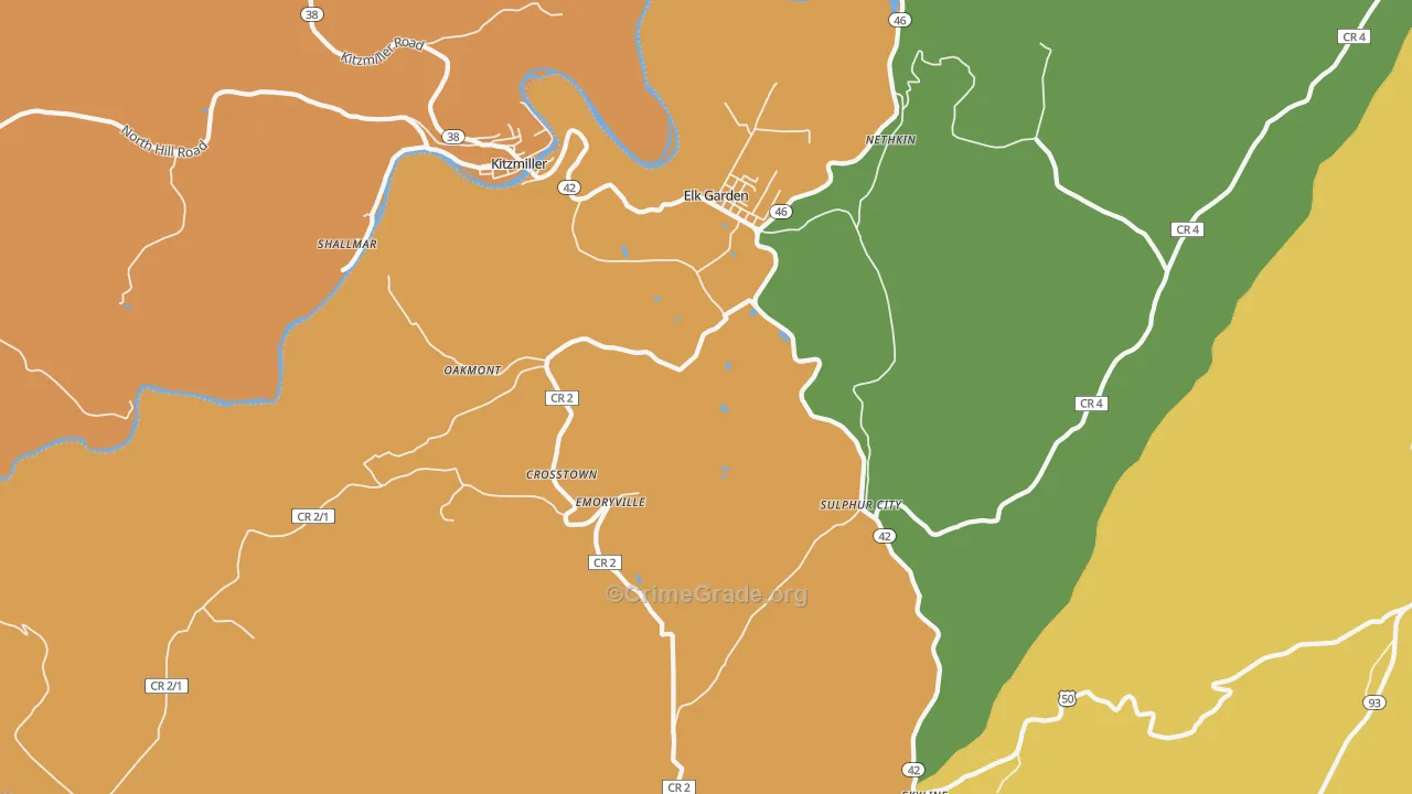 Elk Garden, WV Map of Arson Rates