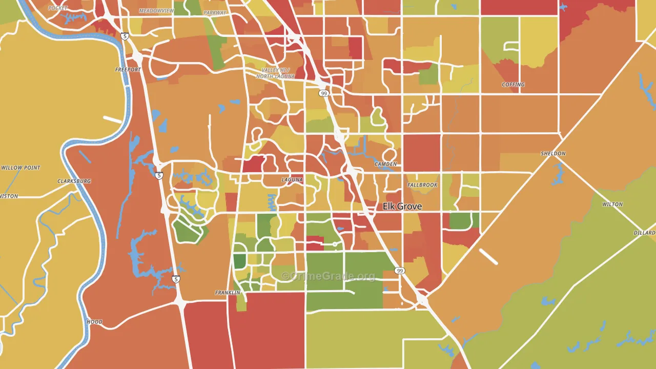 Elk Grove, CA Map of Arson Rates