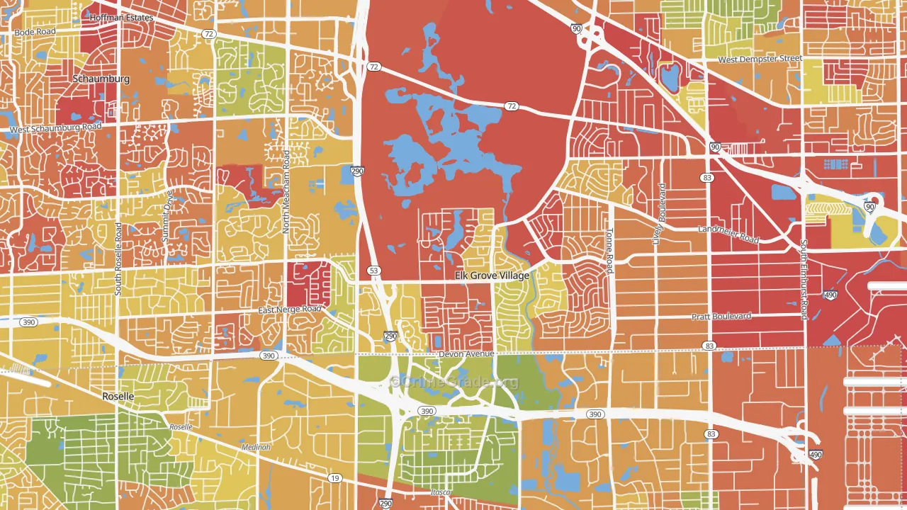 Elk Grove Village, IL Map of Arson Rates