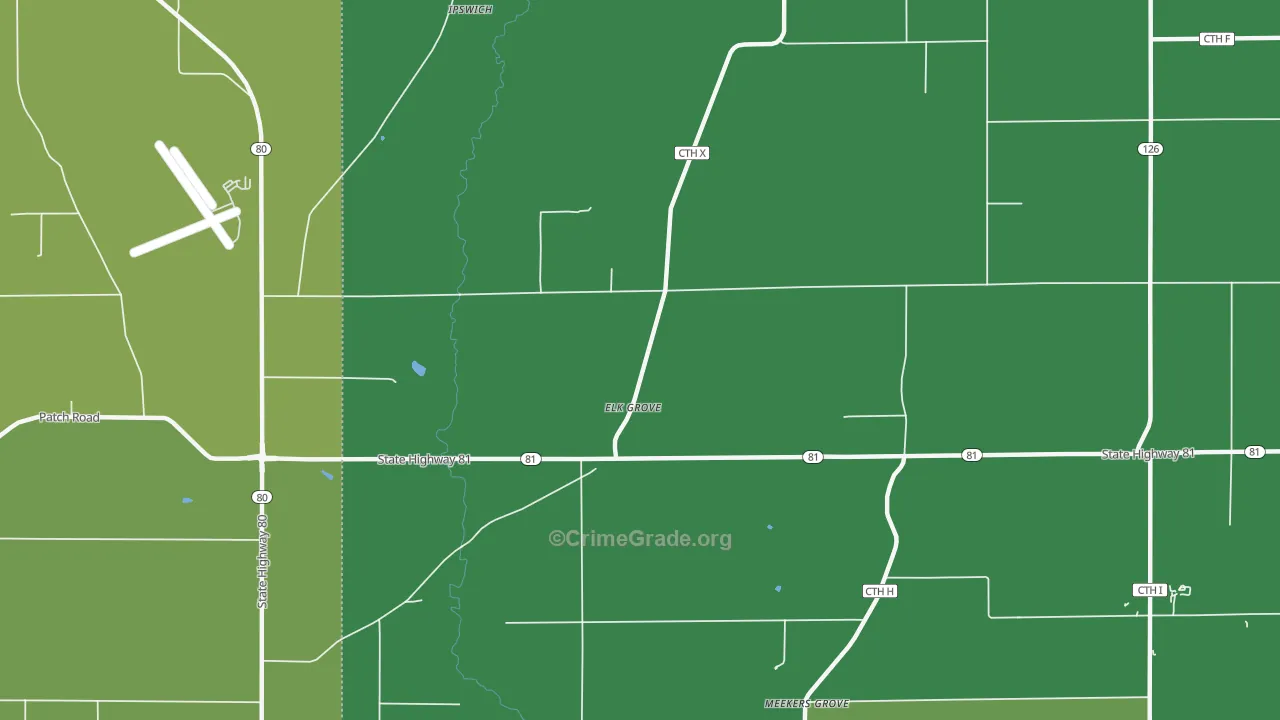 Elk Grove, WI Map of Arson Rates