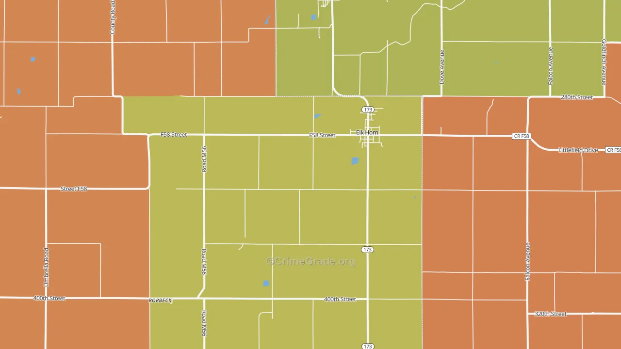 Elk Horn, IA Map of Arson Rates