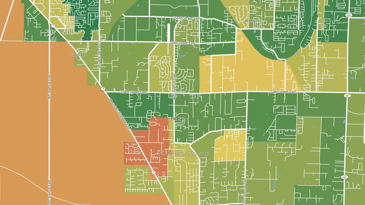 Elk Plain, Spanaway, WA Map of Arson Rates