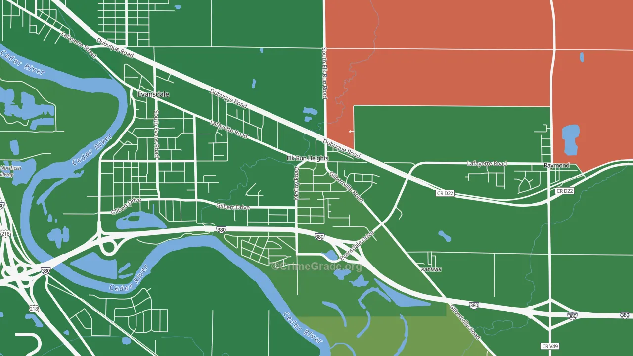 Elk Run Heights, IA Map of Arson Rates
