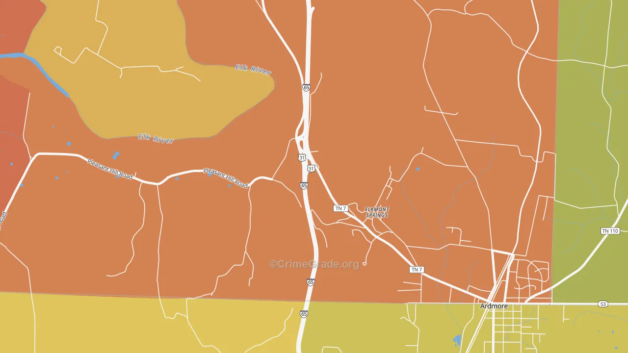 Elkmont Springs, TN Map of Arson Rates