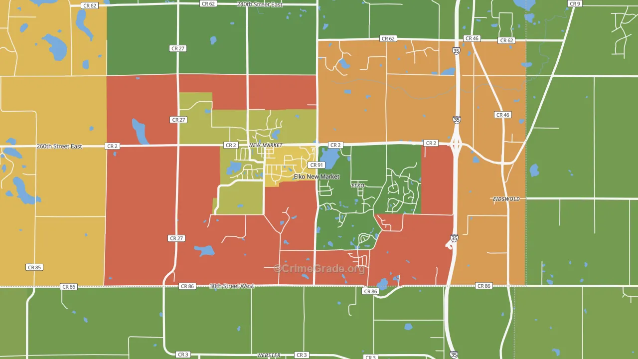 Elko New Market, MN Map of Arson Rates