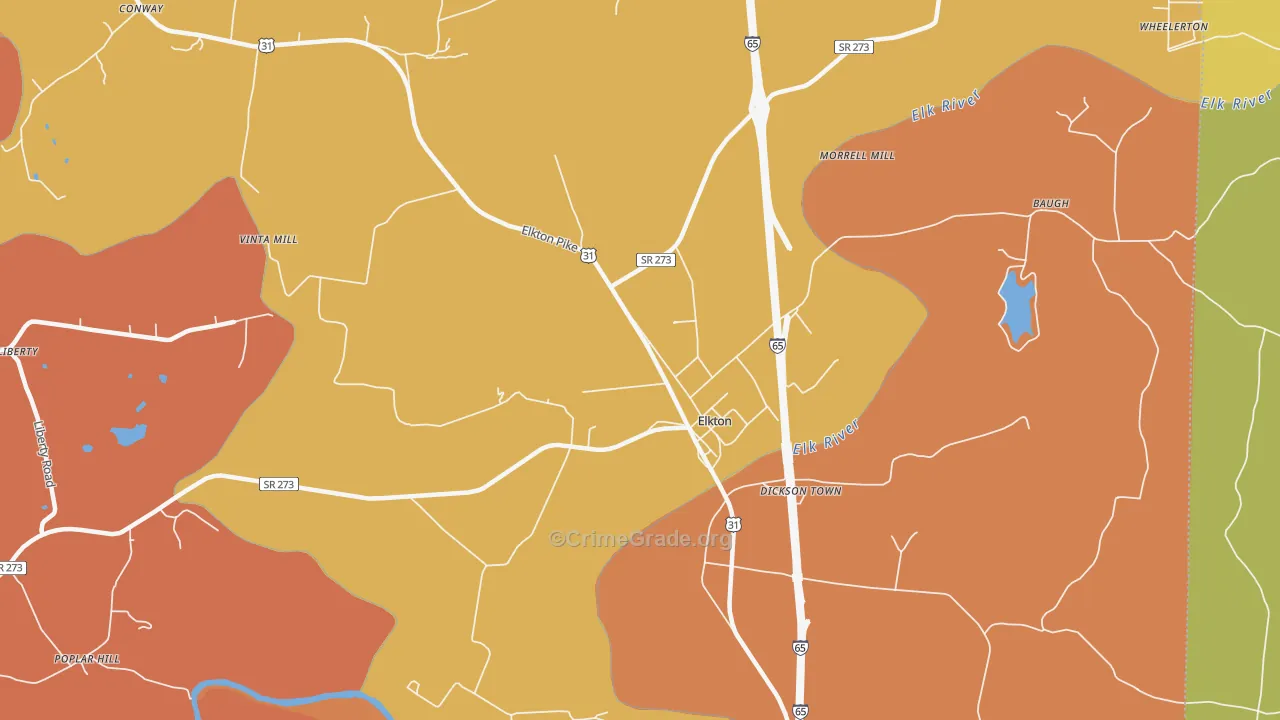 Elkton, TN Map of Arson Rates