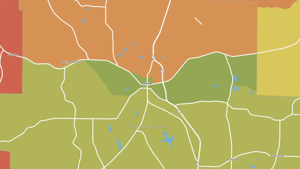 Ellaville, GA Map of Arson Rates