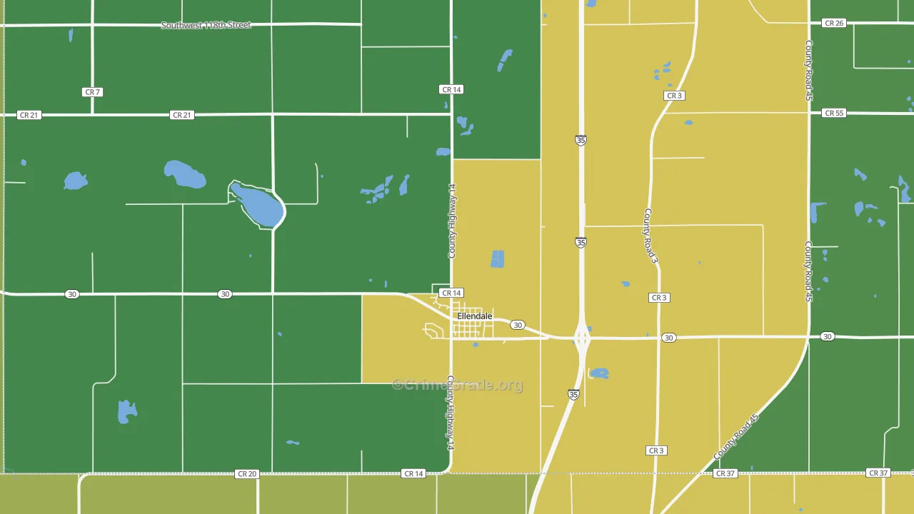Ellendale, MN Map of Arson Rates