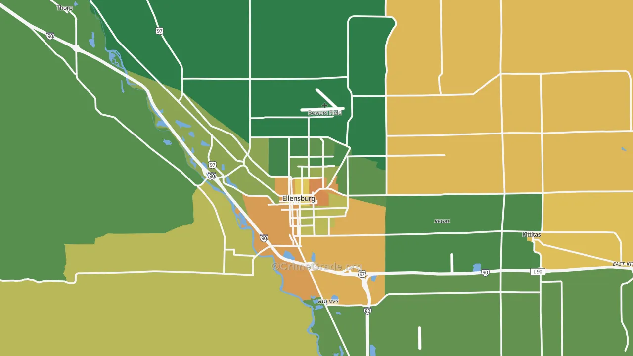 Ellensburg, WA Map of Arson Rates