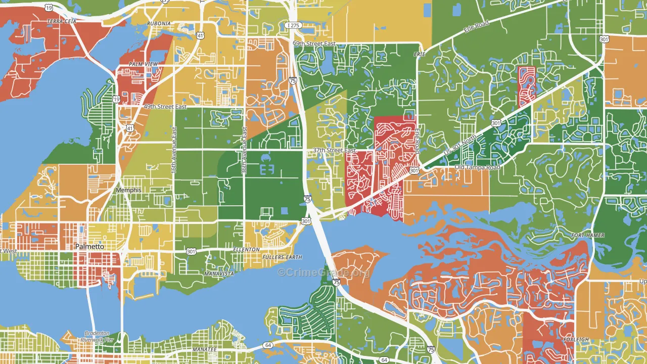 Ellenton, FL Map of Arson Rates