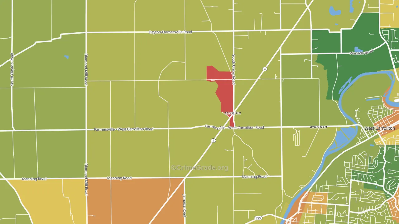 Ellerton, OH Map of Arson Rates