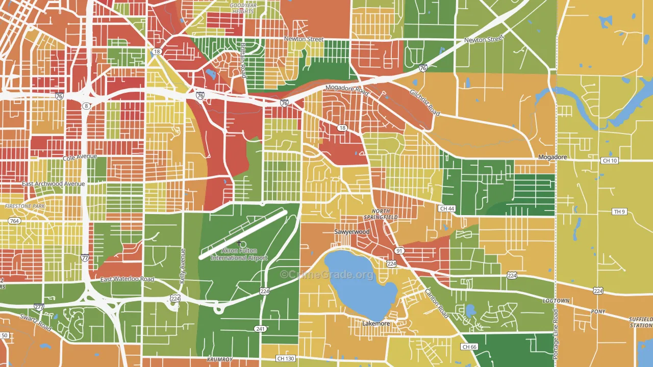 Ellet, Akron, OH Map of Arson Rates