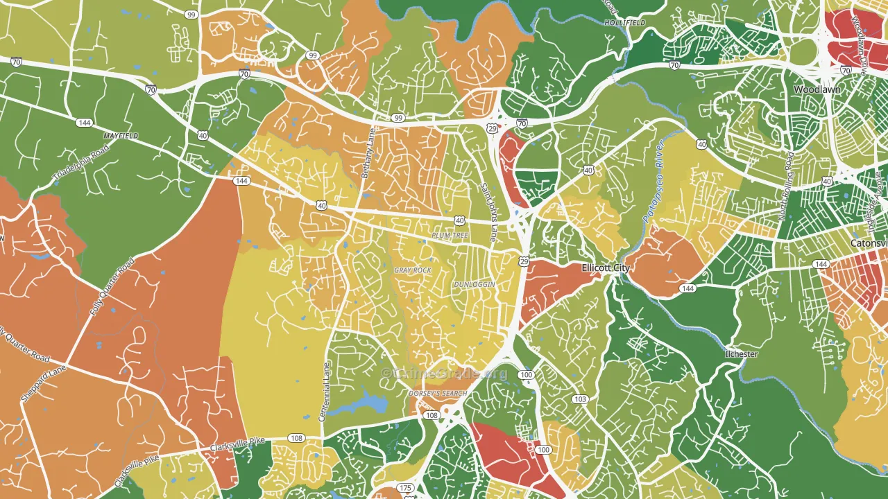 Ellicott City, MD Map of Arson Rates