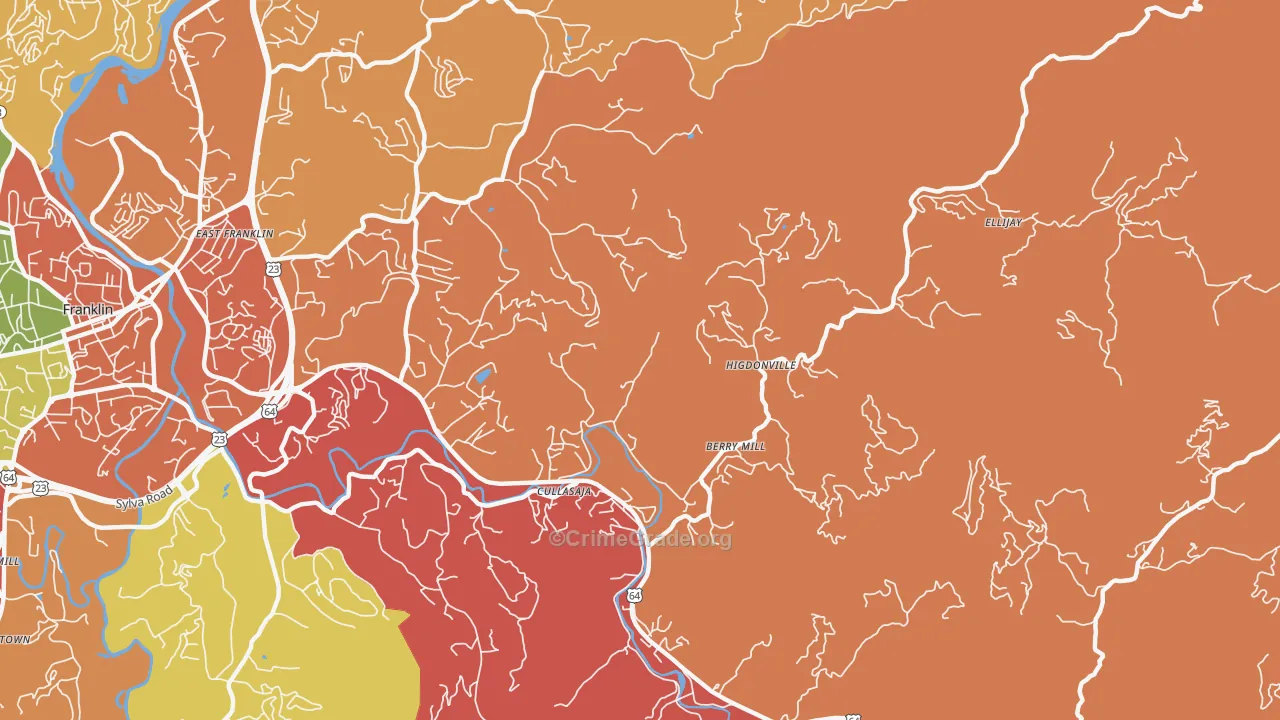 Ellijay, NC Map of Arson Rates