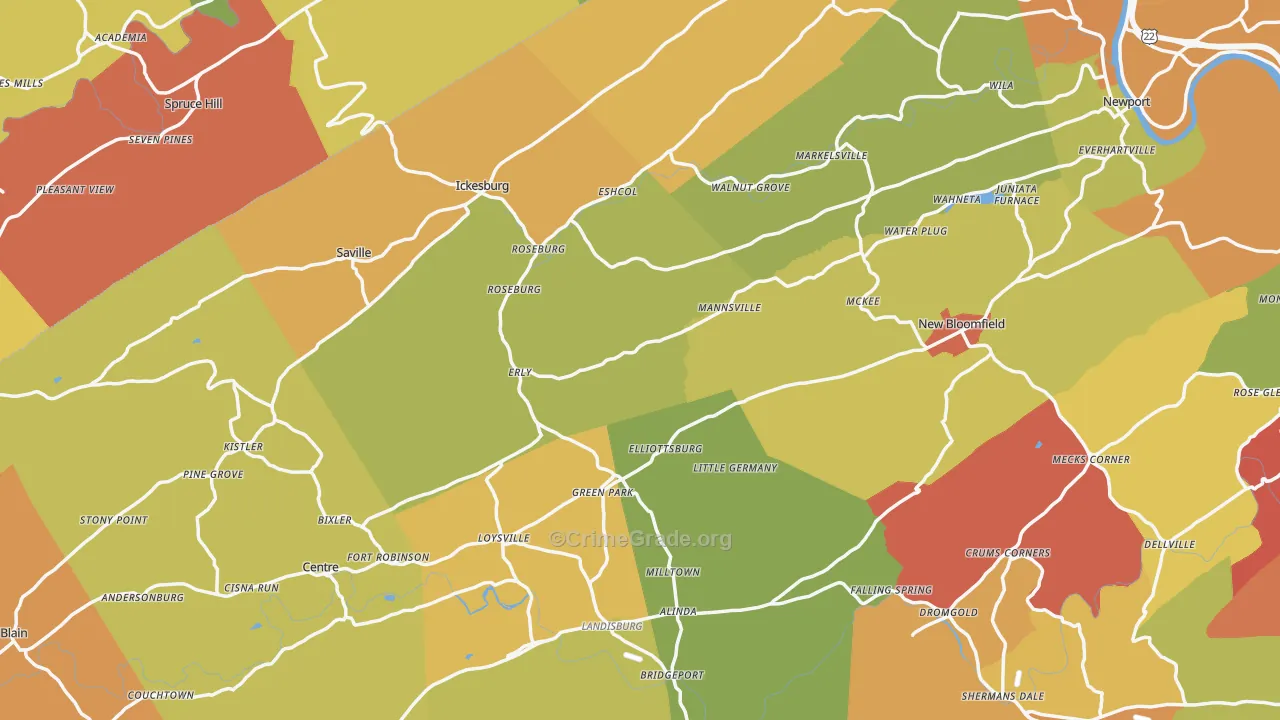 Elliottsburg, PA Map of Arson Rates