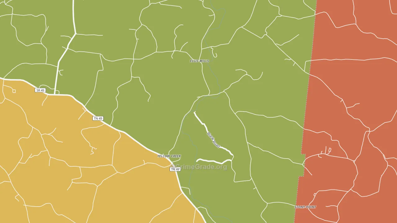 Ellis Mills, TN Map of Arson Rates