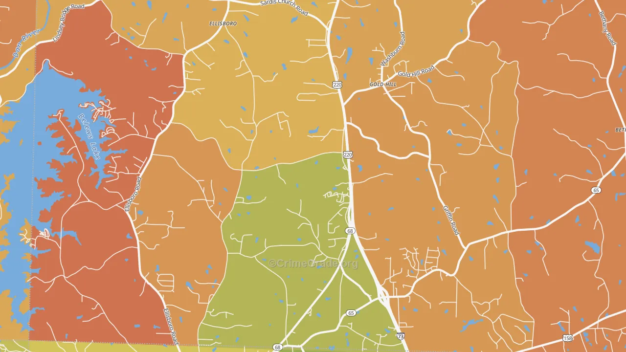 Ellisboro, NC Map of Arson Rates
